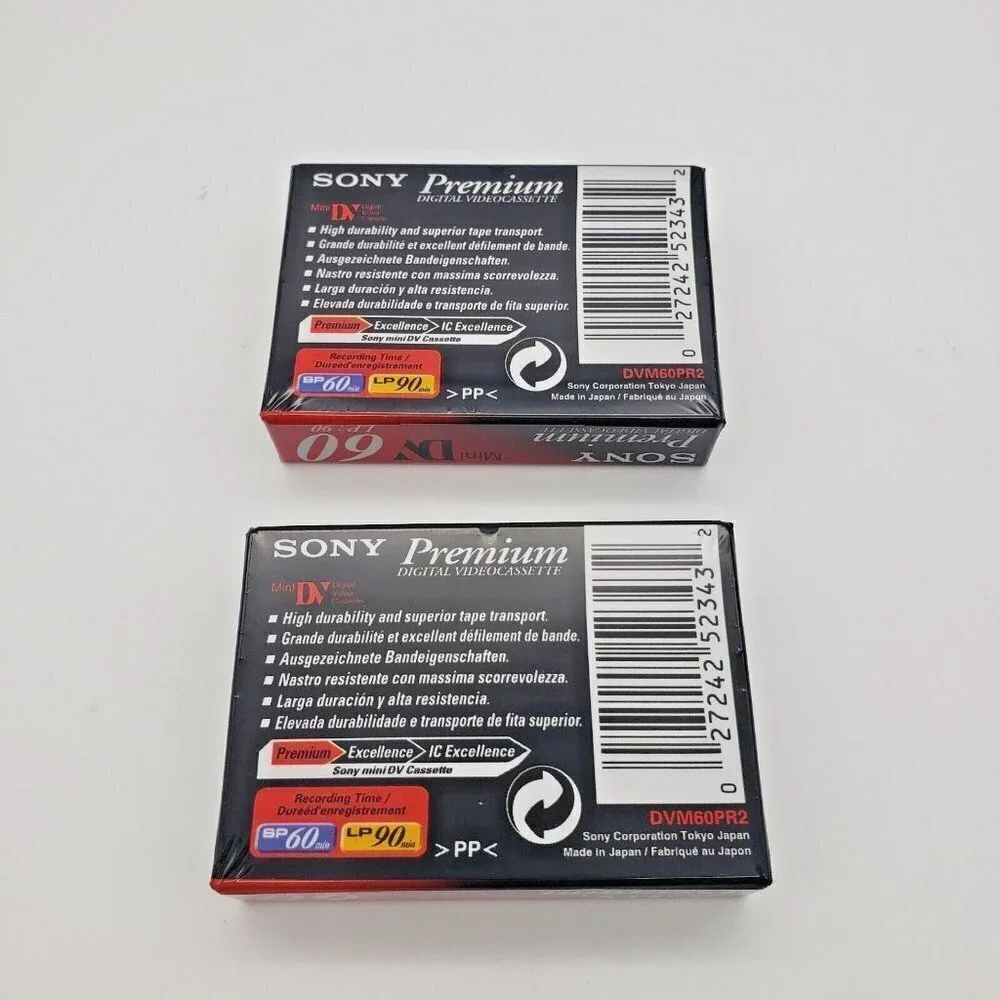 Lot of 2 SONY Premium DVC Digital Video Cassette 60 Minutes Tapes NEW SEALED